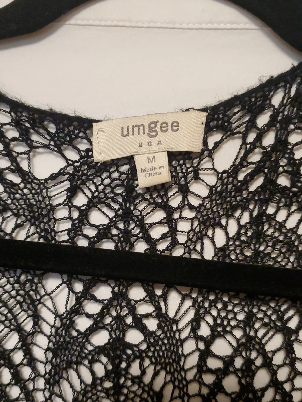 Umgee Cotton Blend Black Crochet Midi Open Cardigan Duster Med Whimsigoth